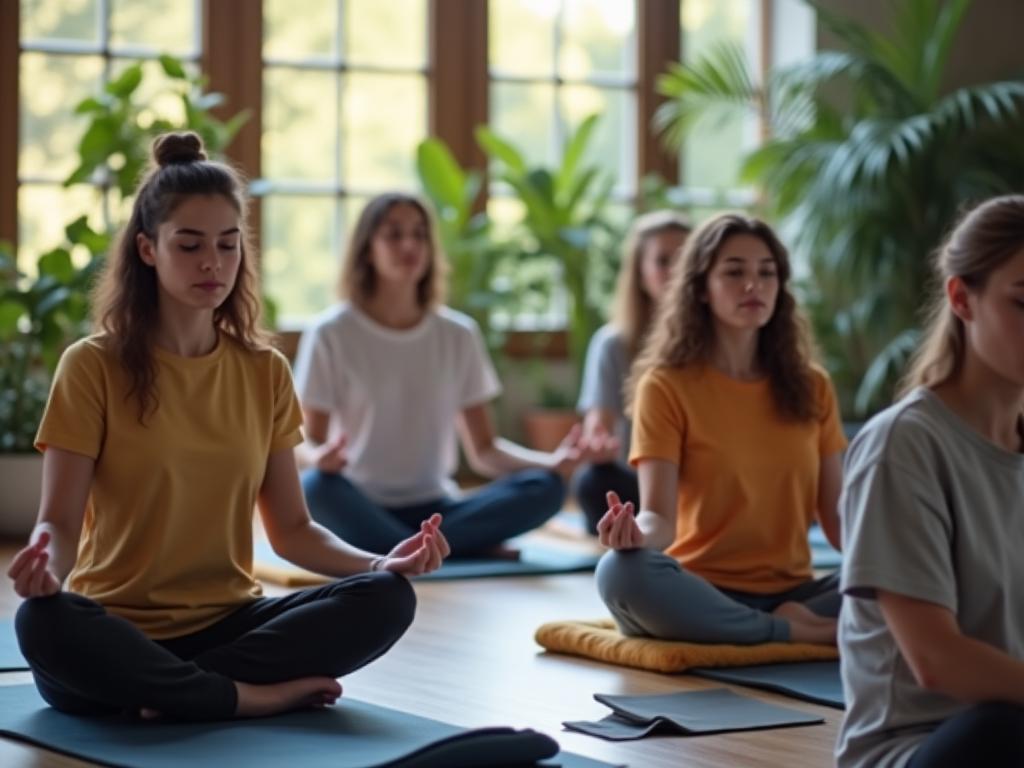 Estudiantes practicando mindfulness para mejorar concentración y bienestar